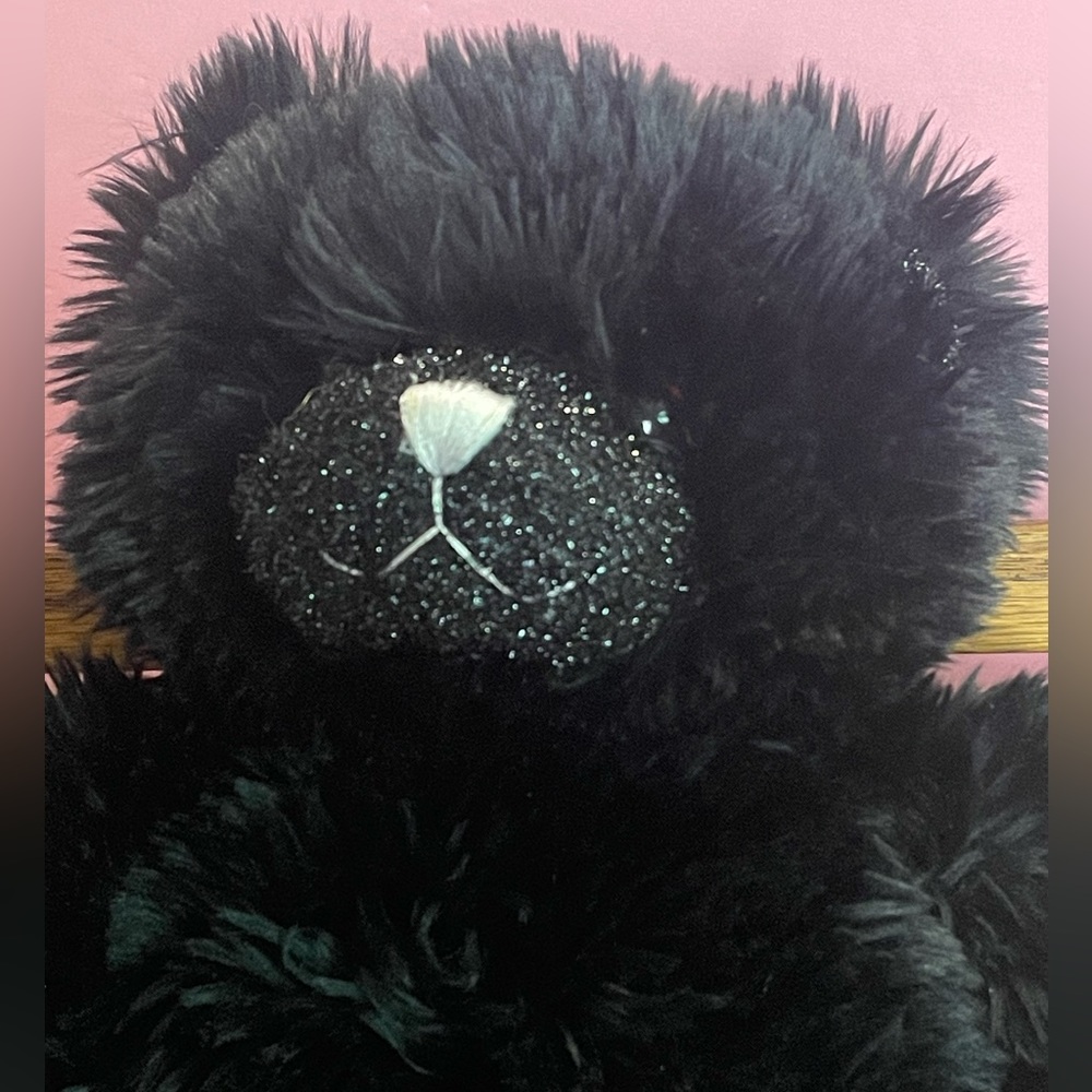 Rare Limited Edition Las Vegas Teddy Bear 2004 14” Black Glitter Plush Soft